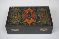 Szkatułka pudełko puzderko Art Deco Artdeco kwiaty okuta mosiądzem