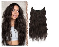 Predlžovanie vlasov, dlhé, vlnité, tmavohnedé, 50 cm