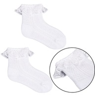 Biele bavlnené prelamované ponožky s čipkou 20-22 1 pár