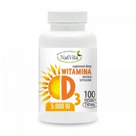 Vitamín D3 5000 IU + Olivový olej Natural 100 Kapsuly Softgel NatVita