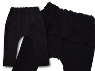 Wygodne spodnie dresowe z falbanką czarne 80