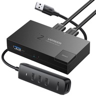 PRZEŁĄCZNIK USB 3.0 UGREEN USB3.0 X2 5 GBPS Z Hubem USB 3x USB 1xUSB-C