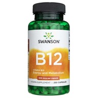 Swanson Vitamín B12 500 mcg 250 kapsúl USA Výživový doplnok