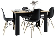 Stół Kuchenny Stolik do Kuchni Salonu 120x80 Craft + Czarny Krzesła Czarne