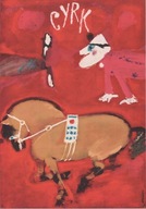 plakat Maciej Urbaniec: Cyrk woltyżerka-clown 1970