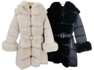 PCZF Kurtka zimowa płaszcz czarna futerko r 116-122 6