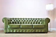 Pikowana sofa chesterfield 3,5 osobowa 235cm skóra