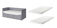 IKEA HEMNES rama łóżka szary + 2 materace AFJALL