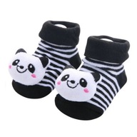 Ponožky pre bábätko Čiernobiele pruhy s bielym medvedíkom