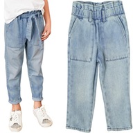 Next Dziecięce Bawełniane Dziewczęce Spodnie Jeansy Jeans Paperbag 98 cm