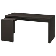 IKEA MALM Písací stôl výsuvný panel čiernohnedý 151x65