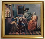 Stylowy Obraz Kielich Wina Jan Vermeer Drewniana Rama 55,5 x 48,5 cm KL