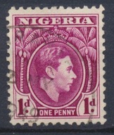 Nigeria - 1p One Penny Kolonie Palmy Korona Król Jerzy VI