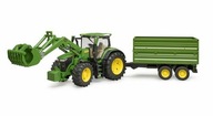 Zabawka Traktor John Deere z ładowaczem czołowym i przyczepą 2-osiową
