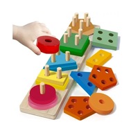 Układanka Sorter Drewniana Montessori Klocki Edukacyjna Zabawka Sensoryczna