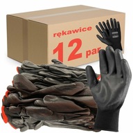 12 x Pracovné rukavice PoliBlack - manuálne dielenské VERKEN veľkosť 8