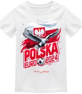 Detské tričko fanúšik POĽSKO EURO 2024 s orlom Detské tričko