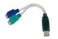 Konwerter/Adapter USB do PS/2 2x Mini-Din 6/Ż, USB A/M