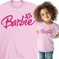T-shirt Bawełna Koszulka dziecięca z napisem Barbie PREZENT RÓŻOWA 116 122