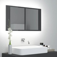 Kúpeľňová skrinka so zrkadlom a LED lesk sivá 80x12x45 cm