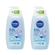 NIVEA BABY 2w1 Umývací gél do kúpeľa a šampón s pumpičkou pre deti 2 x 500ml