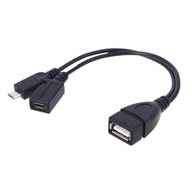 Kabel USB 2 w 1 typu A żeński na Micro USB męski i