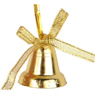 Sada 12 príveskov zvončeky zlaté ozdoby Vianoce