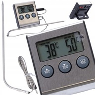 Elektronický KUCHYNSKÝ TEPLOMER so sondou na mäso alarm teplota 0-250°C LCD