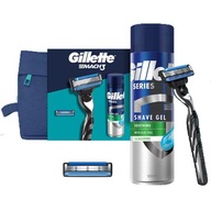 GILLETTE ZESTAW MACH3 MASZYNKA 2 nożyki+ŻEL 200ml+KOSMETYCZKA