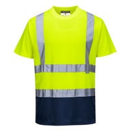 T-shirt ostrzegawczy dwukolorowy Żółty Granat 2XL
