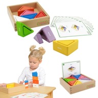 Drevená hra pre deti Farebné kocky a hrnčeky Trojuholníky Masterkidz Mon