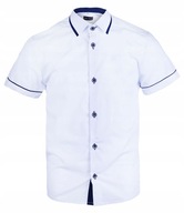 Chlapčenská vizitková košeľa elegantná krátky rukáv biely granát BIKS 98