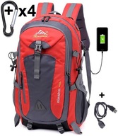 Plecak Turystyczny Sportowy Wodoodporny lekki Pas biodrowy 40L USB + kabel