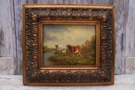 Kravy na Pasienkoch - Krava Sielska krajina - Olejomaľba - Zlatý rám