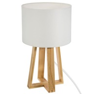 Stolová lampa stolová biela drevené tienidlo