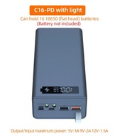 Powerbank odpinany przenośny obudowa baterii USB C16-PD ze światłem