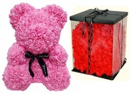 MIŚ Z RÓŻ 40CM PUDEŁKO WYPEŁNIENIE PINK ROSE BEAR