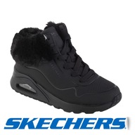 Skechers Detská zimná obuv Uno-Fall Air ZATEPLENÁ OVČOU KOŽOU ČIERNA 34