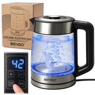 Elektromos vízforraló hőmérséklet szabályozással 2200 W 2 literes átlátszó üveg