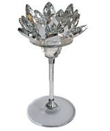 Świecznik kryształowy Lotos srebrny wysoki na stopie 18x11cm