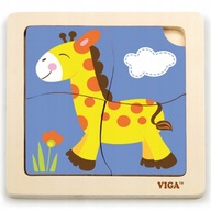 Drevené puzzle s podložkou Žirafa HIT