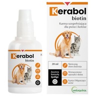 Vetoquinol Kerabol biotin 20ml krople na poprawę sierści u psów i kotów