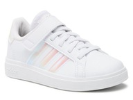 BUTY dziecięce ADIDAS GRAND COURT GY2327 na rzepy białe błyszczące paski 32