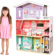 Policajný domček pre bábiky Veľký drevený + set NÁBYTOK + doplnky +výťah