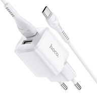 ZESTAW HOCO ładowarka 2 x USB A + kabel USB C 2,4A N8 FAST CHARGE biała