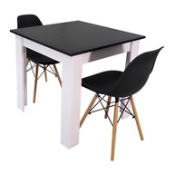 Zestaw stół Modern 80 BW i 2 krzesła Milano czarne