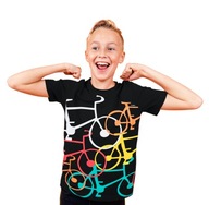 T-shirt chłopięcy Koszulka dziecięca 140 z Rowerami Czarna Bawełna Endo