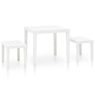 Záhradný stolík s 2 lavicami plastový biely