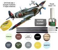 Model Samolotu do sklejania SPITFIRE Mk V Zestaw: farby, lakier,klej+pędzle