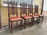Komplet rzeźbionych krzeseł eklektycznych - 4szt